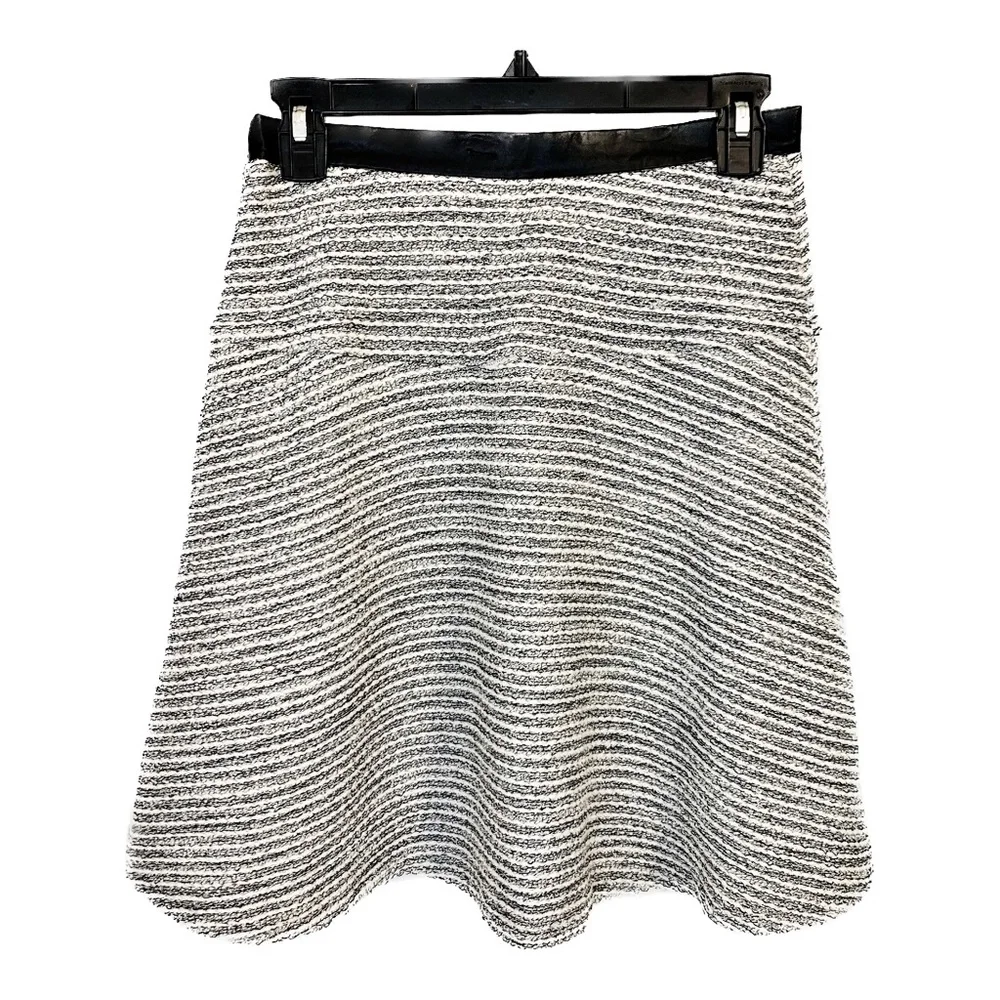 Anthropologie Rue‎ 58 White Gray Metallic Tweed Fit Flare Circle Skater Skirt XS